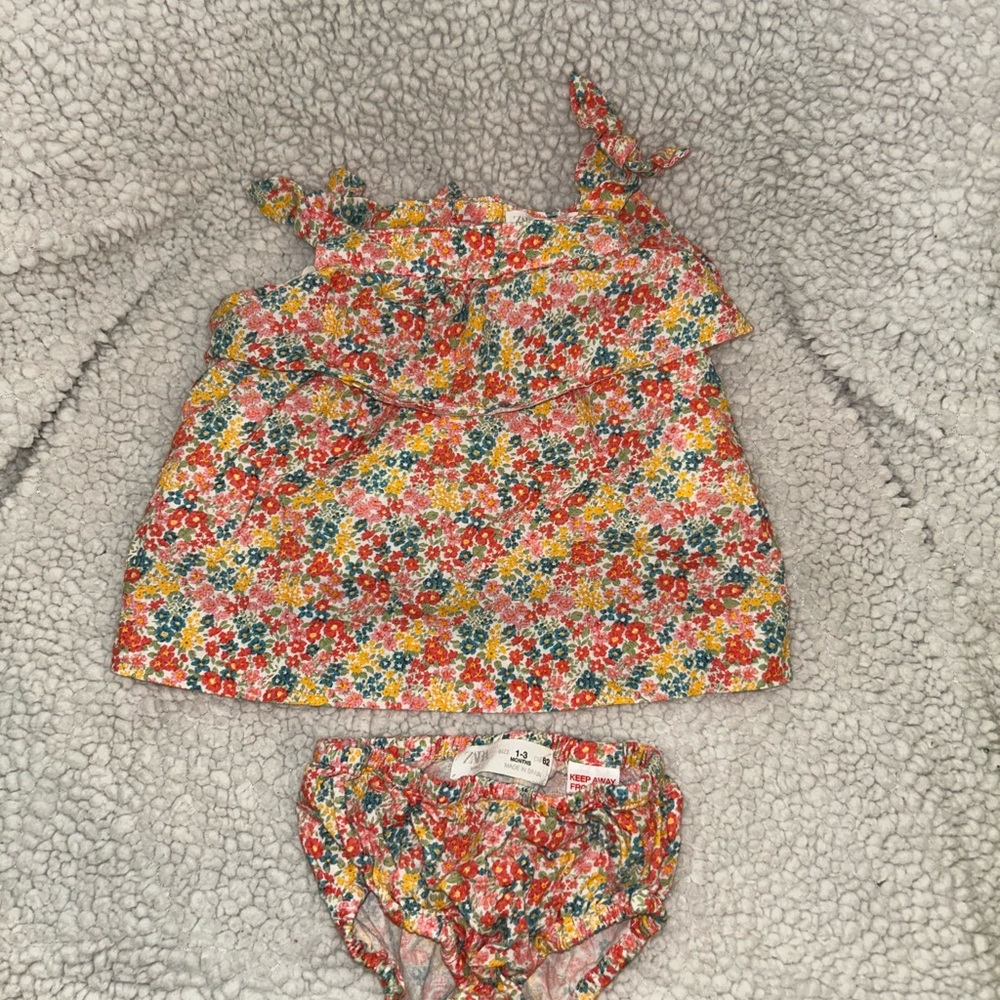 Zara Multicolor Floral Baby Outfit